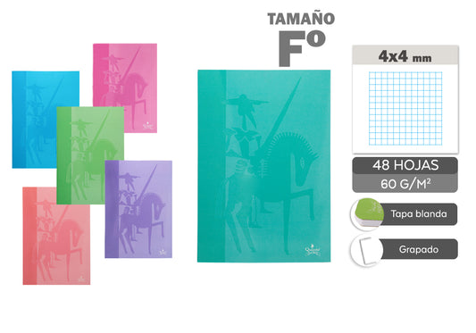 Cuaderno Grapado Folio 48H 60G/M2 Cuadros 4X4Mm