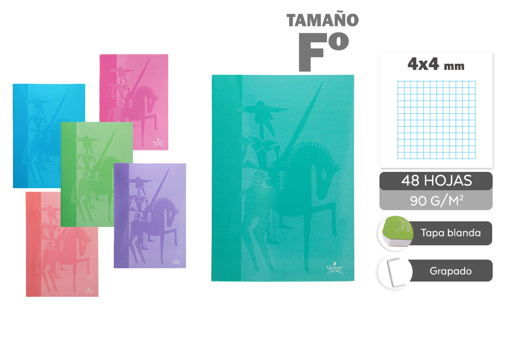 Cuaderno Grapado Folio 48H 90G/M2 Cuadros 4X4Mm