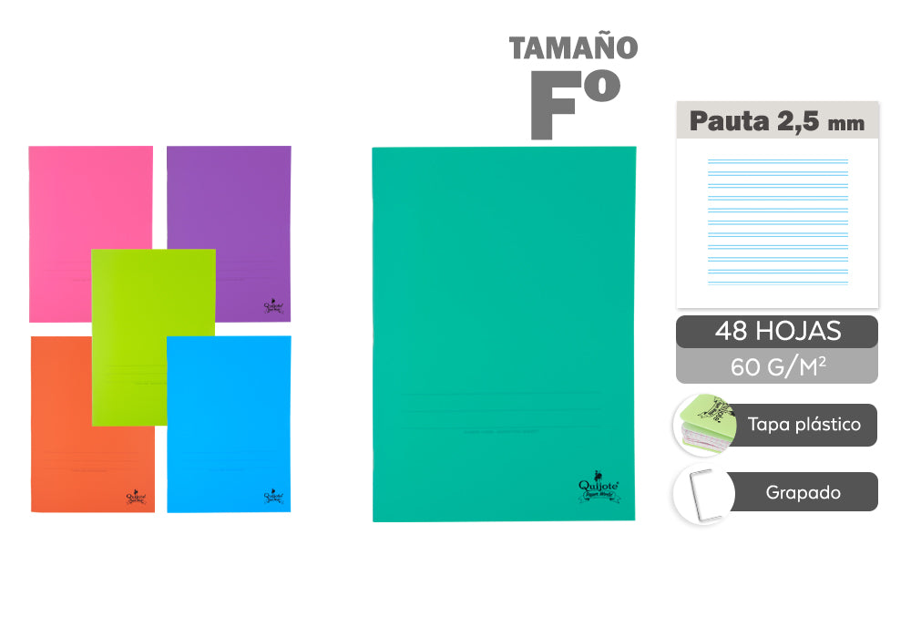 O fólio grampeado 48H 60G/M2 do caderno grampeou a tampa 2,5 plástica