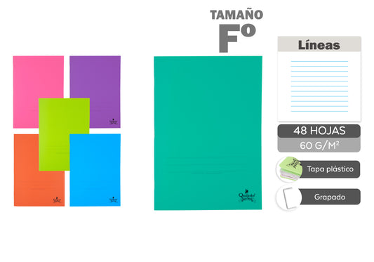 O fólio grampeado 48H 60G/M2 do caderno alinha a tampa plástica