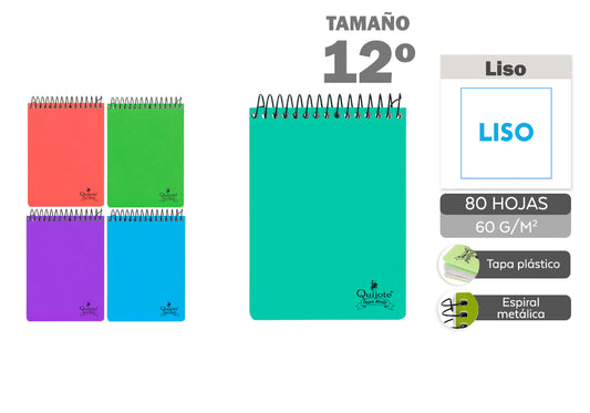 Libreta T/P 12 80H 60G Espiral Arriba Liso 6 Colores Fluor