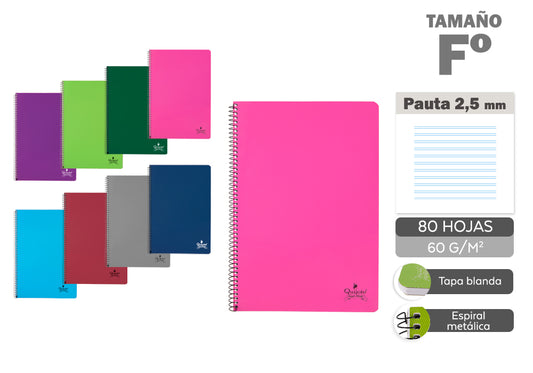 Cuaderno Espiral Fº 80H 60G/M2 Pauta 2.5 Tapa Normal