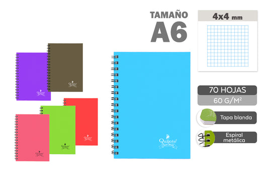 Libreta A6 105X150Mm 70H 60G/M2 Cuadros 4X4Mm Tapa Normal