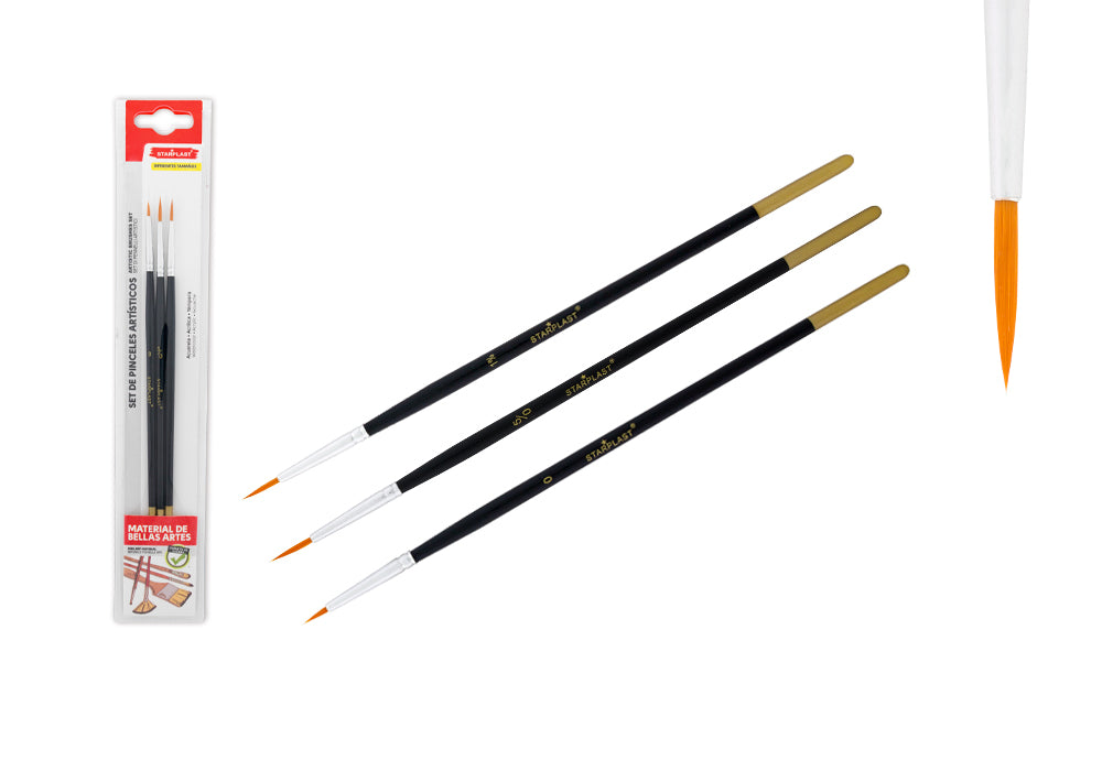 Set 3 Pinceles Liner Detalle Nº 0 Nº 1 Nº 05