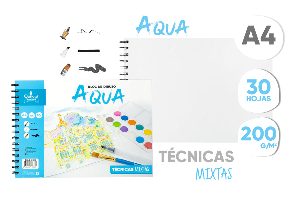 Bloc De Dibujo Aqua A4 Liso 200G 30H