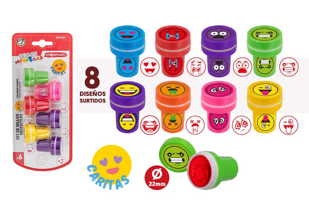 Conjunto de Carimbos Smiley Infantis 6U