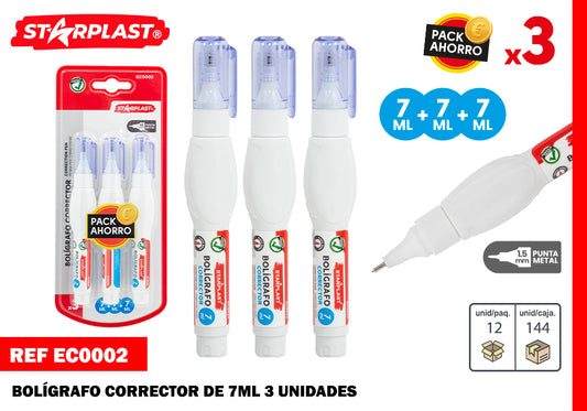 Set 3 Bolígrafos Correctores 7Ml