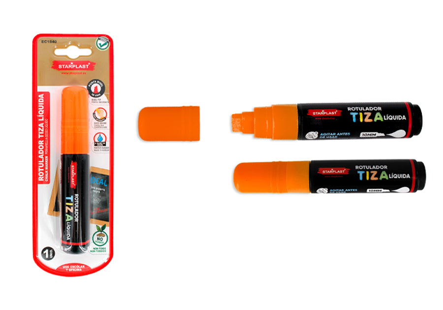 Rotulador Tiza Líquida Punta Plana 10Mm Naranja