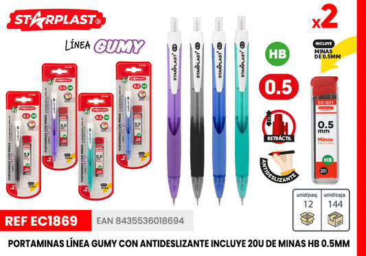 Lapiseira 0,5mm com pontas Hb antiderrapantes