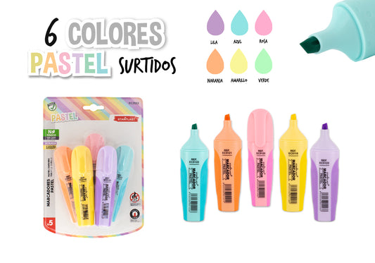 Set De 5 Marcadores Colores Pastel