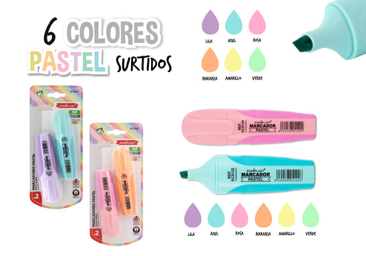 Set De 2 Marcadores Pastel Con Antideslizante