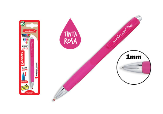 Bolígrafo Retráctil Antideslizante Tinta Gel 1.0Mm Rosa