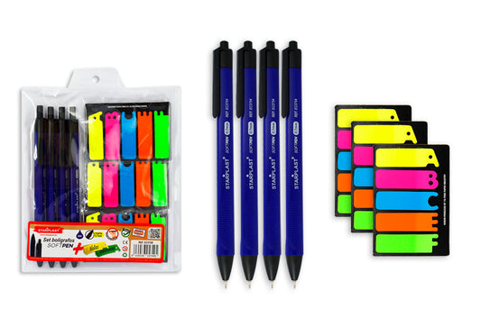 Conjunto de 4 canetas marcadoras adesivas Softpen