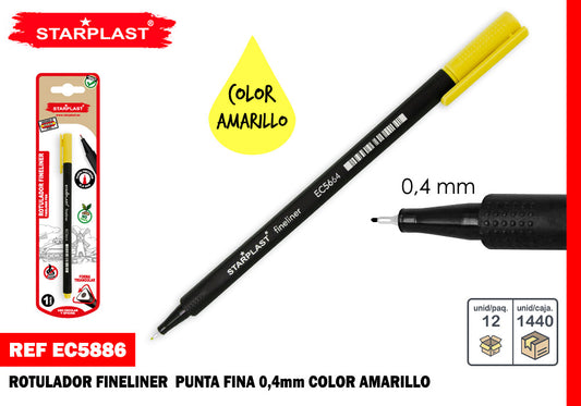 Caneta Marcadora Fineliner 0,4Mm Amarelo