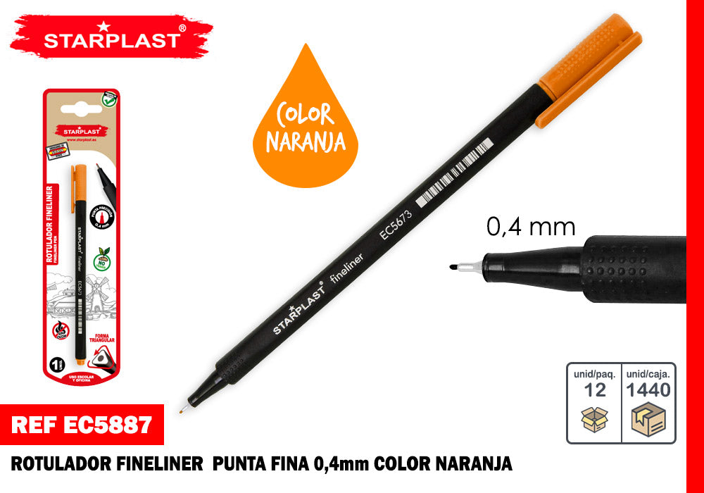 Caneta Marcadora Fineliner 0,4Mm Laranja