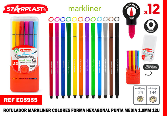 Caneta Marcadora Markliner Colorida 1,0Mm 12U