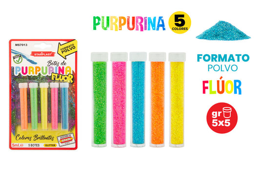 Pó Glitter 5Ml 5U Cor Fluorescente