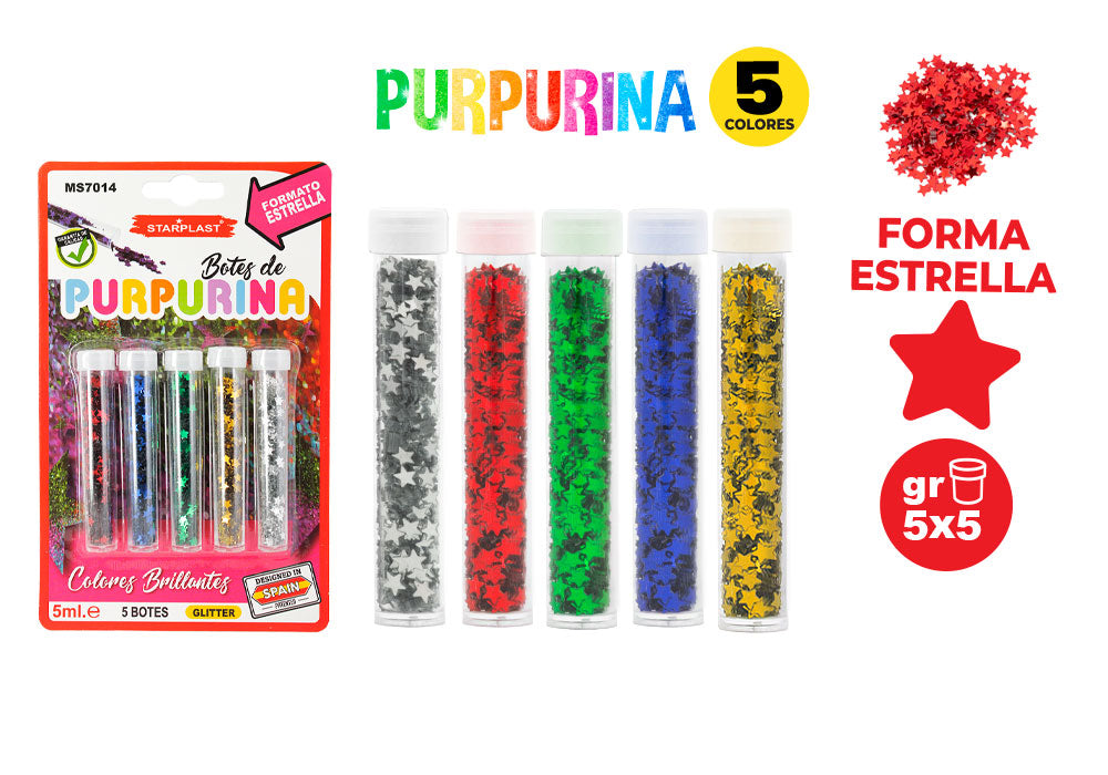 Purpurina En Polvo 5Ml 5U Forma Estrella