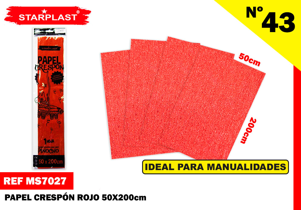 Papel Crespon Rojo 50X200Cm