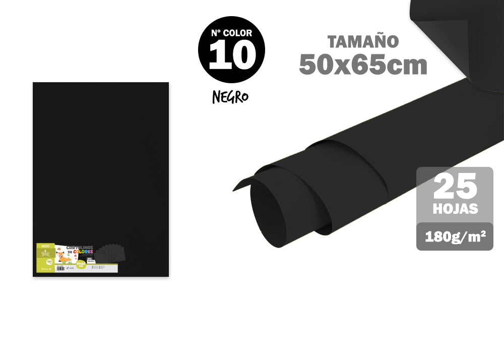 Cartão 50X65Cm 180G/M2 25U N10 Preto