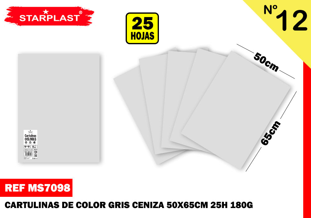 Cartão 50X65Cm 180G/M2 25U N12 Cinza Cinza