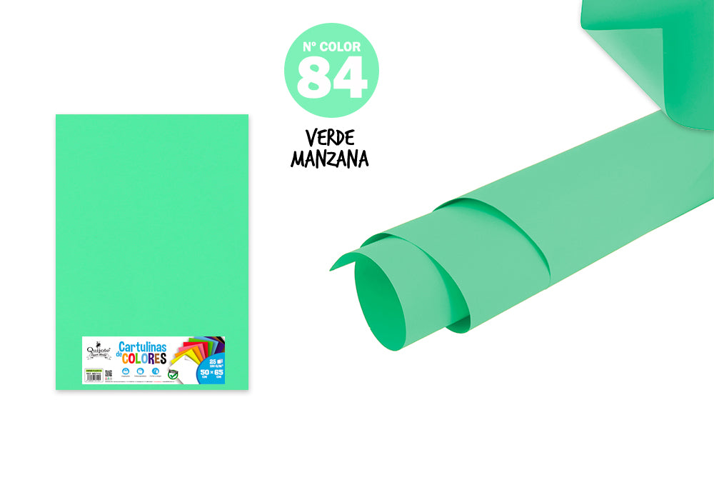 Cartulina 40X65Cm 2Mm 25H N84 Verde Manzana