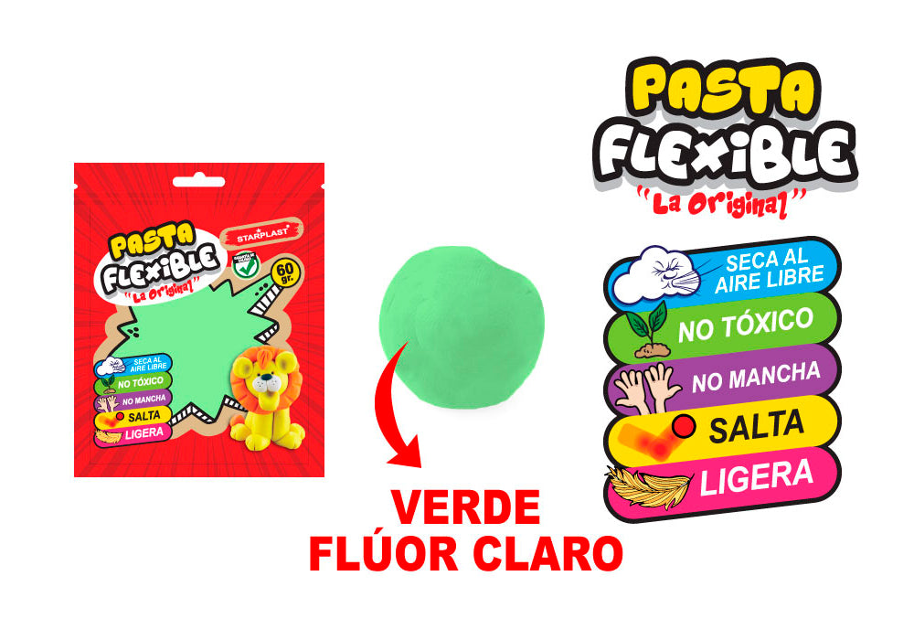 Pasta Flexível 60Gr Cor Verde Flúor