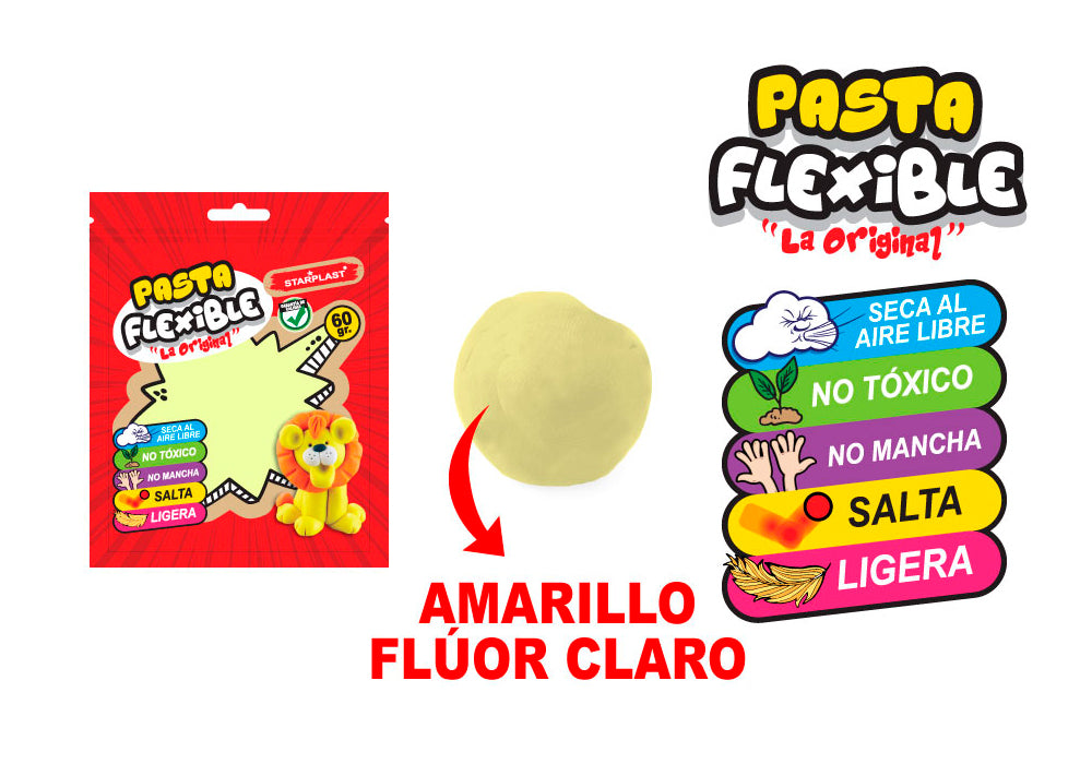 Pasta Flexible 60Gr Color Amarillo Flúor