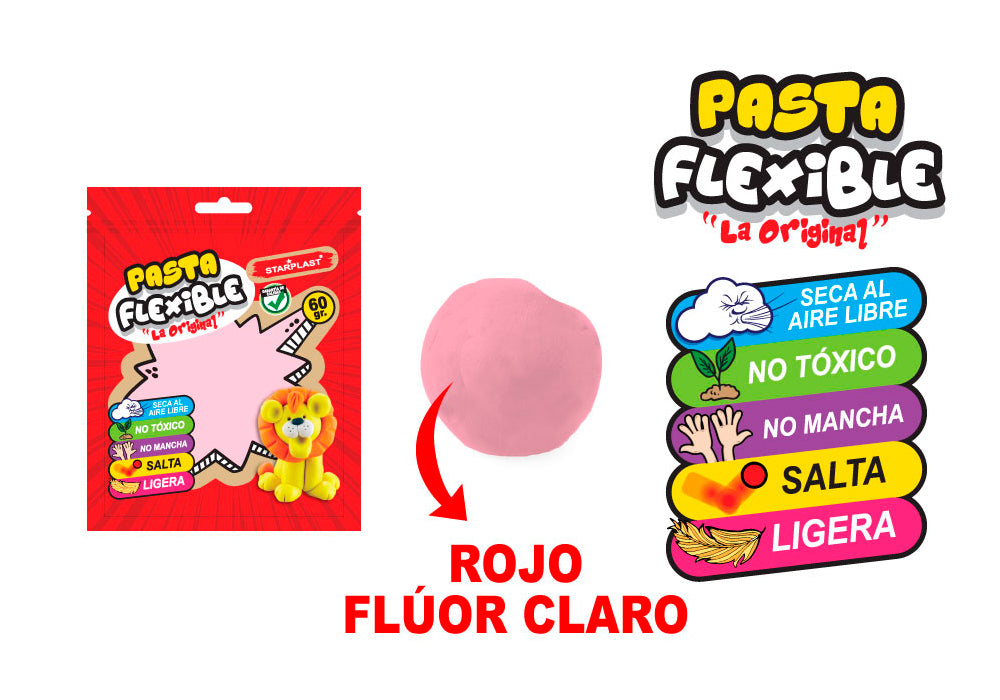 Pasta Flexível 60Gr Flúor Vermelho Claro