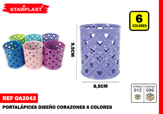 Portalápices Metálico Diseño Corazones