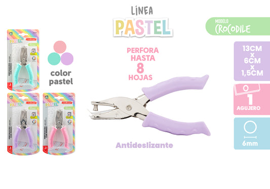 Furador de crocodilo com alça em cores pastel