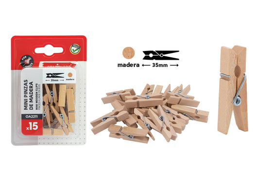 Mini Pinzas Madera 35Mm 15 Pcs