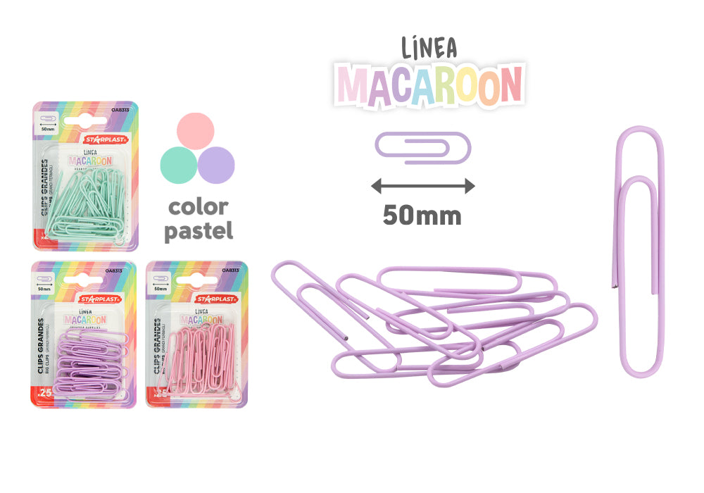 Clips Grandes Colores Pastel 50Mm 25Pcs