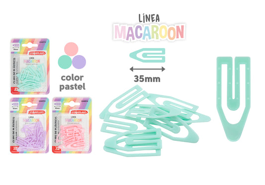 Clips Grandes Colores Pastel 35Mm 12Pcs