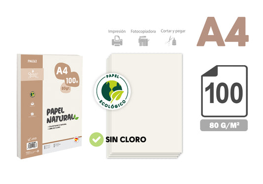 Papel Natural Sin Cloro A4 100H 80G