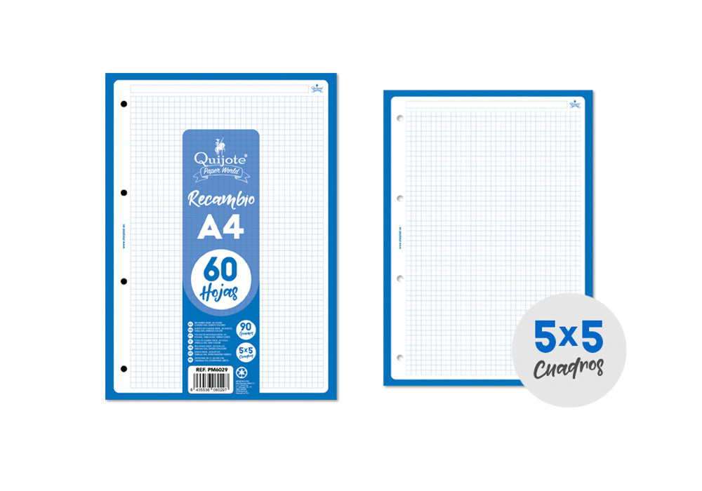 Substituição A4 90G/M2 60U Quadrados 5X5 Mm Cor Azul