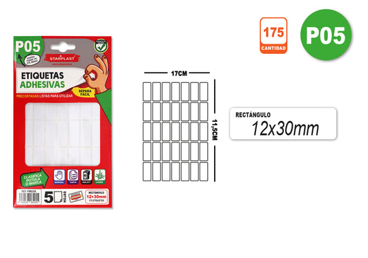 Etiquetas Adhesivas P05 5H 12X30Mm