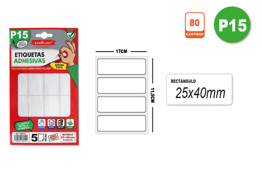 Etiquetas Adhesivas P15 5H 25X40Mm