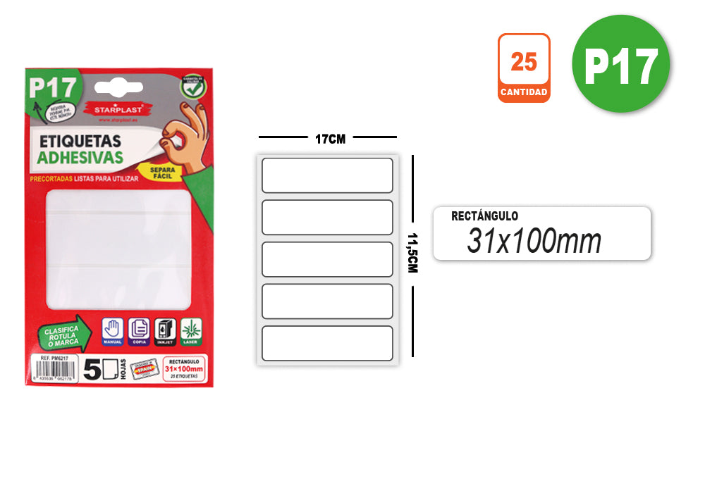 Etiquetas Adhesivas P17 5H 31X100Mm