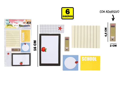 Conjunto de notas adesivas de design escolar