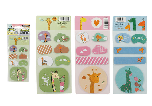 Conjunto de notas adesivas com design de girafa