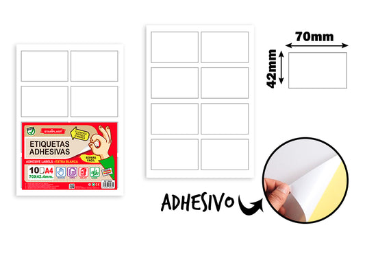 Etiquetas Adhesivas 70X42Mm 10H