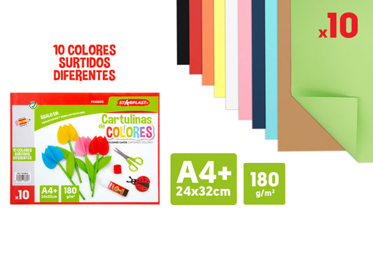 Bloc Cartulina Colores Surtidos 24X32Cm 180G/M2 10U