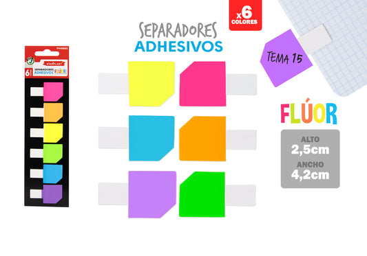 Separadores Adhesivos Flúor 6 Colores Forma Polo