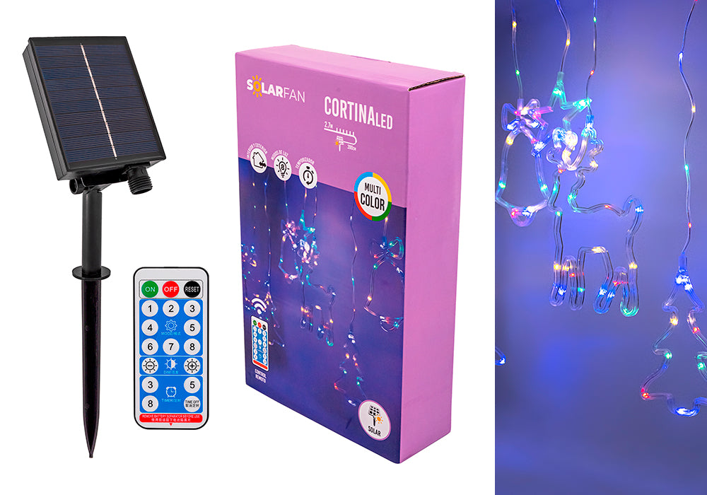 Cortina Luces Led Solarfan - Guirnalda Con Figuras, Luz Multicolor