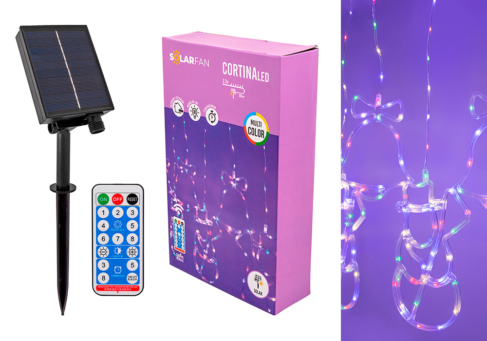 Cortina Luces Led Solarfan - Guirnalda Con Figuras, Luz Multicolor