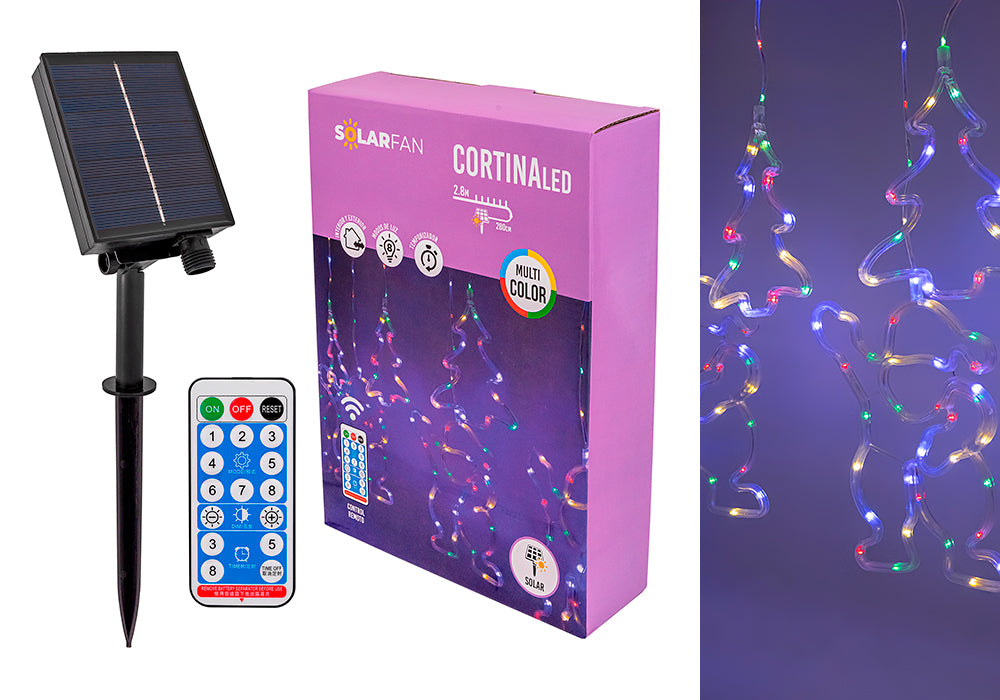 Cortina Luces Led Solarfan - Guirnalda Con Figuras, Luz Multicolor