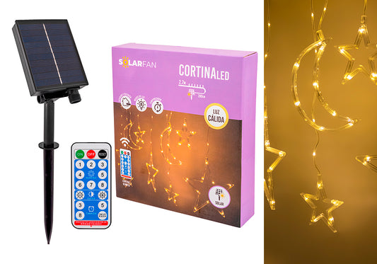 Cortina Luces Led Solarfan - Guirnalda Con Figuras, Luz Cálida