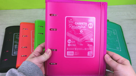 Carpeta 4 Anillas A5 Con Recambio 150H Separadores Cierre Goma Quijote Paper World